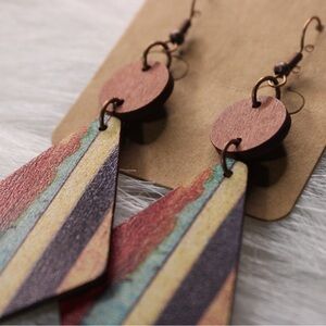 Colorful Striped Geometric Drop Earrings